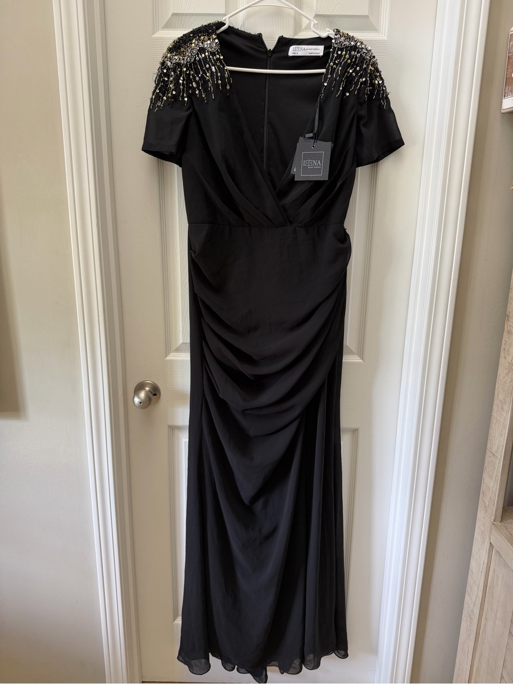Mac Duggal Beaded Shoulder Evening Dress